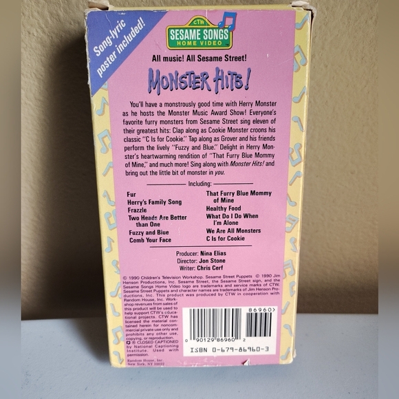 Sesame Street Monster Hits 1990 Vintage VHS Kids Show Jim Henson Muppets - Picture 2 of 3